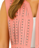 Studded Fringe Leather Vest Pink
